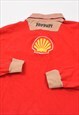 VINTAGE FERRARI SHELL RACING LONG-SLEEVE POLO SHIRT IN RED