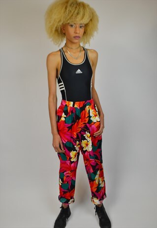 VINTAGE 80'S FLOWER PATTERN TROUSERS