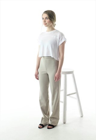 PLEATED BEIGE PANTS / SUMMER HIGH WAISTED PANTS