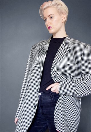 VINTAGE HOUNDSTOOTH CHECK OVERSIZED BLAZER