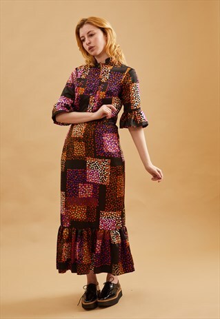 FRILL STATEMENT PRINT DRESS