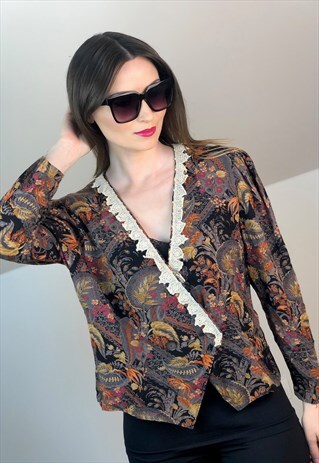 BLAZER BROWN FRANCE DISCO SHIRT 90S 90S EUROPE BLOUSE