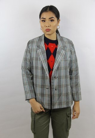 VINTAGE VALENTINO CHECK GREY BLAZER