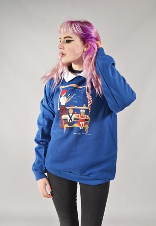 VINTAGE USA HISTORY SWEATSHIRT BLUE