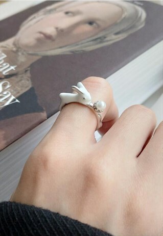 CUTE RABBIT SILVER RING