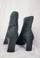 00S Y2K BLACK FAUX SUEDE SQUARE TOE ANKLE SHOES
