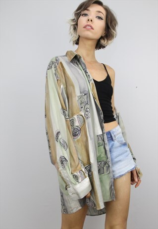 VINTAGE 80S/90S OVERSIZED PATTERNED SHIRT