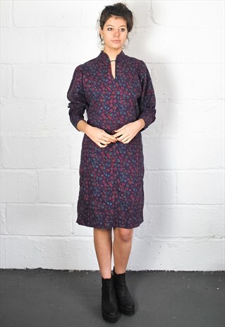 VINTAGE FLORAL LONG SLEEVE DRESS