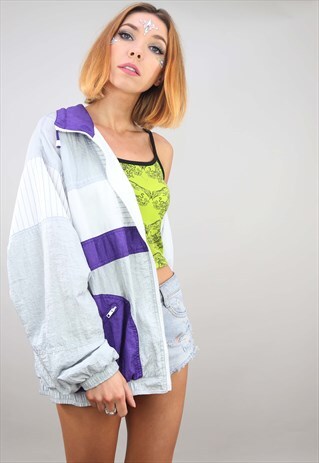 VINTAGE 80S 90S OVERSIZED FESTIVAL SHELL WINDBREAKER JACKET