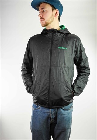 90'S VINTAGE ADIDAS ZIP UP FESTIVAL JACKET WITH HOOD