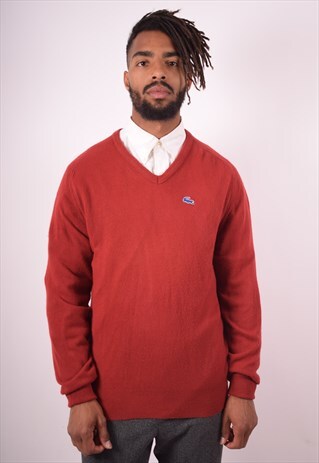 IZOD LACOSTE MENS VINTAGE JUMPER SWEATER MEDIUM MAROON 90S