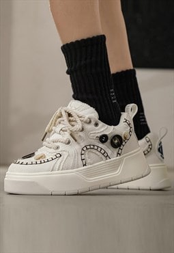 Chunky sneakers edgy platform trainers retro shoes in cream