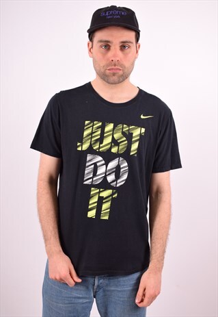 NIKE MENS VINTAGE T-SHIRT TOP LARGE BLACK 90S