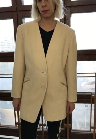 VINTAGE 90' AMAZING BEAUTIFUL WOOL CREAM JACKET