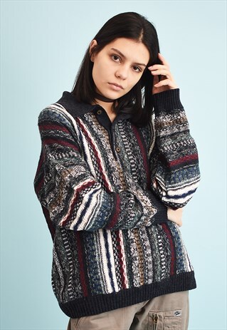 90'S RETRO OVERSIZED JAZZY DADS KNIT JUMPER