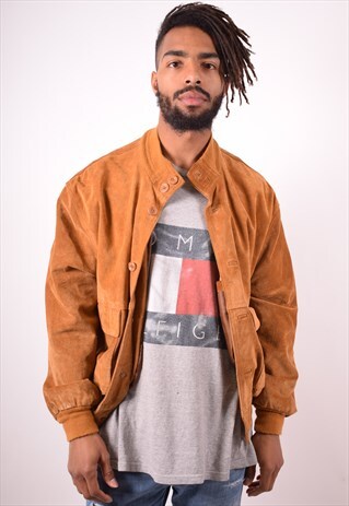 MENS VINTAGE SUEDE JACKET MEDIUM BROWN 90S