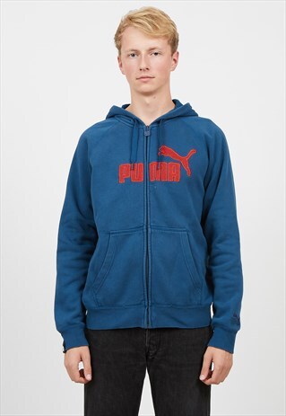 VINTAGE BLUE PUMA ZIP HOODIE TRACK JACKET