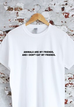 Animals are my friends print slogan White T-shirt