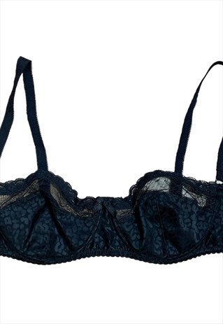VINTAGE Y2K 00'S D&G LACE BRA BLACK BALCONETTE GRUNGE