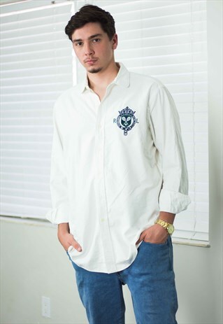 VINTAGE POLO RALPH LAUREN SHIRT LOGO 90S L 12.9