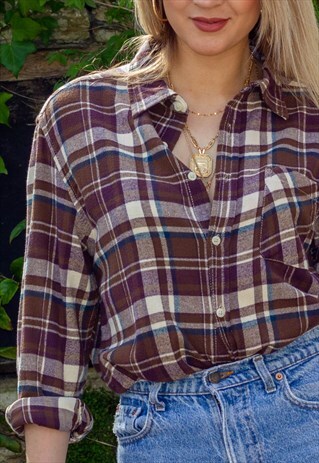 VINTAGE 90'S FLANNEL CHECK OVERSIZED BOYFRIEND SHIRT