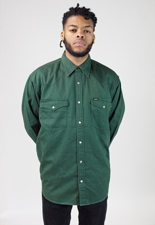 VINTAGE 90S LEE GREEN WORK SHIRT