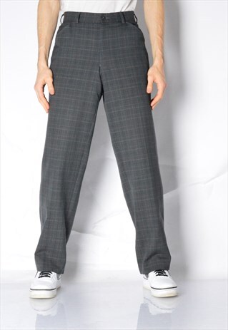 VINTAGE 90S GREY CHECK WOOL BLEND PANTS