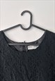 90S BLACK LACE SHIFT 90S COCKTAIL MINI FLORAL DRESS M