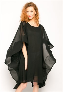 Party Dress with Oversized Statement Sleeves in black
