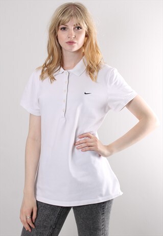 VINTAGE 90S NIKE WHITE POLO SHIRT TOP