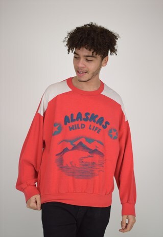 VINTAGE 90'S RED PRINTED SWEATSHIRT