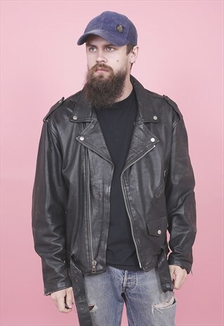 VINTAGE LEATHER BIKER JACKET /R13029