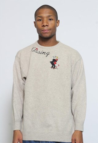 VINTAGE JC DE CASTELBAJAC EMBROIDERED WOOL JUMPER