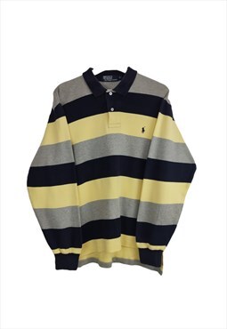Vintage Ralph Lauren Stripped Polo Shirt in Yellow M