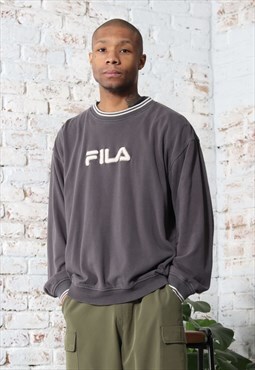 Vintage Fila Spell Out Logo Sweatshirt Grey