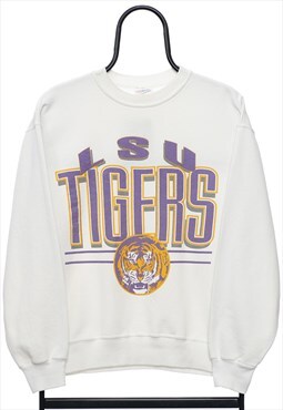 Vintage LSU Tigers White Graphic NCAA Sweatshirt Womens