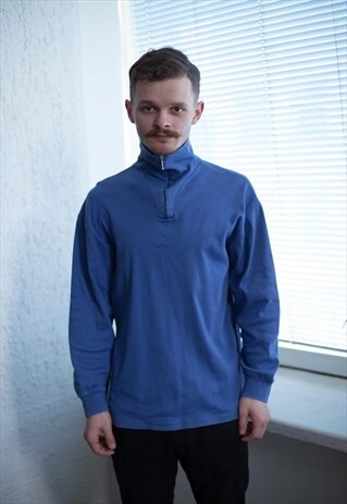 VINTAGE 80'S BLUE TURTLE NECK JUMPER