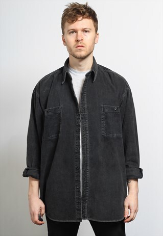 VINTAGE CORDUROY CORD SHIRT BLACK
