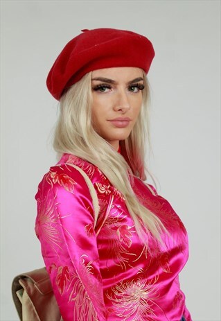 90S KANGOL RED WOOL BERET HAT