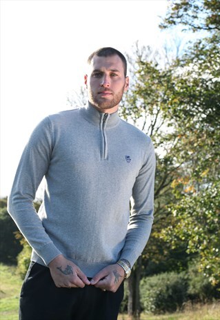 GREY ZIP NECK JUMPER