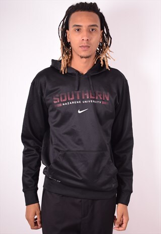 NIKE MENS VINTAGE HOODIE JUMPER MEDIUM BLACK 90S