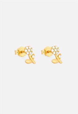 Women's Flower Stud Earrings - Gold