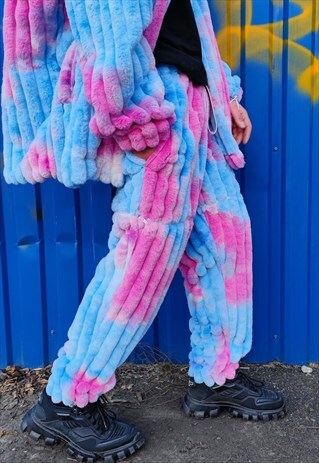 Tie-dye fleece joggers detachable handmade festival pants