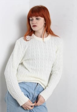 Vintage 90's Cable Knit Cardigan Cream