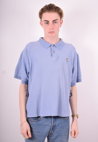 CHAPS RALPH LAUREN MENS VINTAGE POLO SHIRT LARGE BLUE 90'S