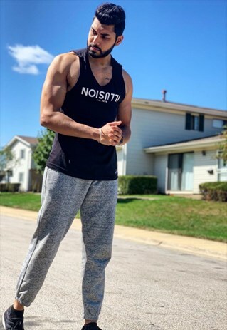 TANK TOP (VEST) WITH "ILLUSION" TEXT UPSIDE DOWN IN CENTER