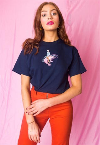 DAVID ATTENBOROUGH OCEANS EMBROIDERED NAVY T-SHIRT