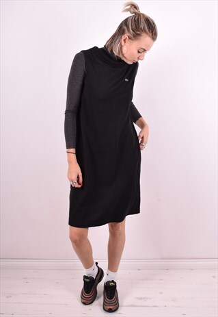 LACOSTE WOMENS VINTAGE DRESS LARGE BLACK 90'S