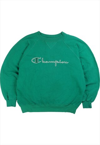Vintage  Champion Sweatshirt Spellout Crewneck Green XLarge