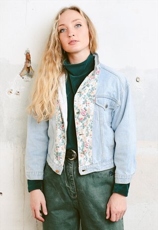 VINTAGE 90S FLORAL DENIM JACKET